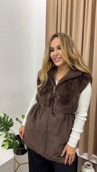 PELUŞ KAPŞONLU YELEK